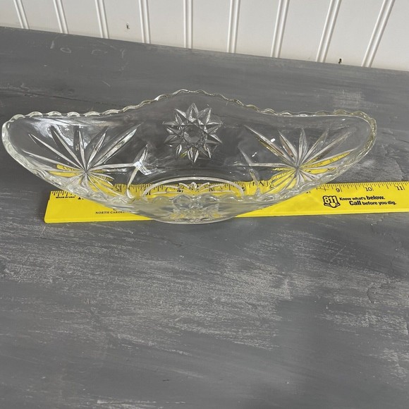 Vintage Anchor Hocking Star of David Clear Glass Pickle Relish Celery Dish 9" - Picture 7 of 7
